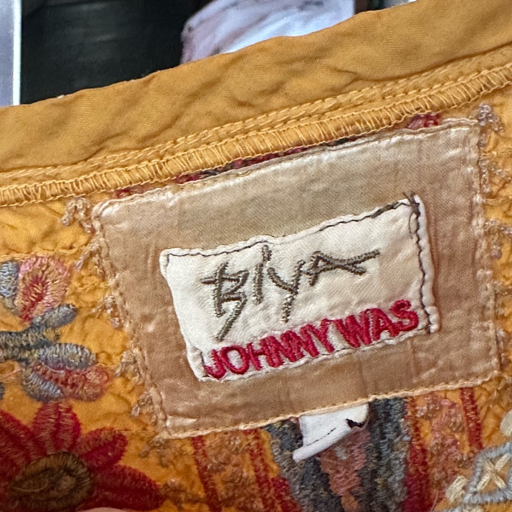 Johnny Was Mustard Embroidered Floral Blouse - Picture 3 of 3